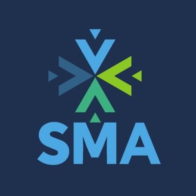 Student Marketing Association logo; four arrows converging with "SMA" text below.