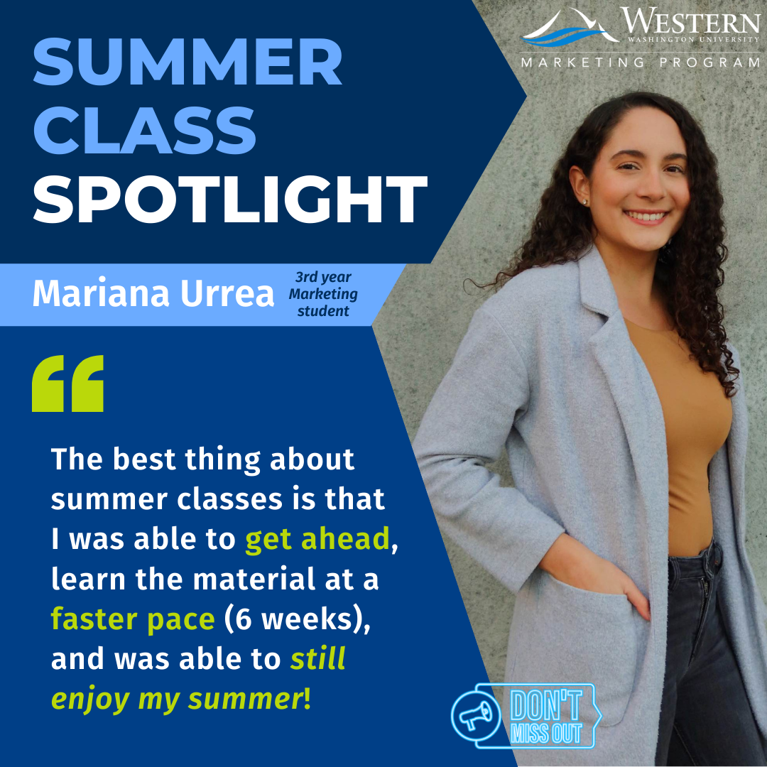 image of student Mariana Urrea with quote about summer classes