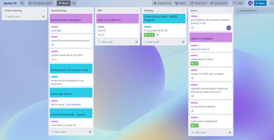 kanban with columns and tasks listed