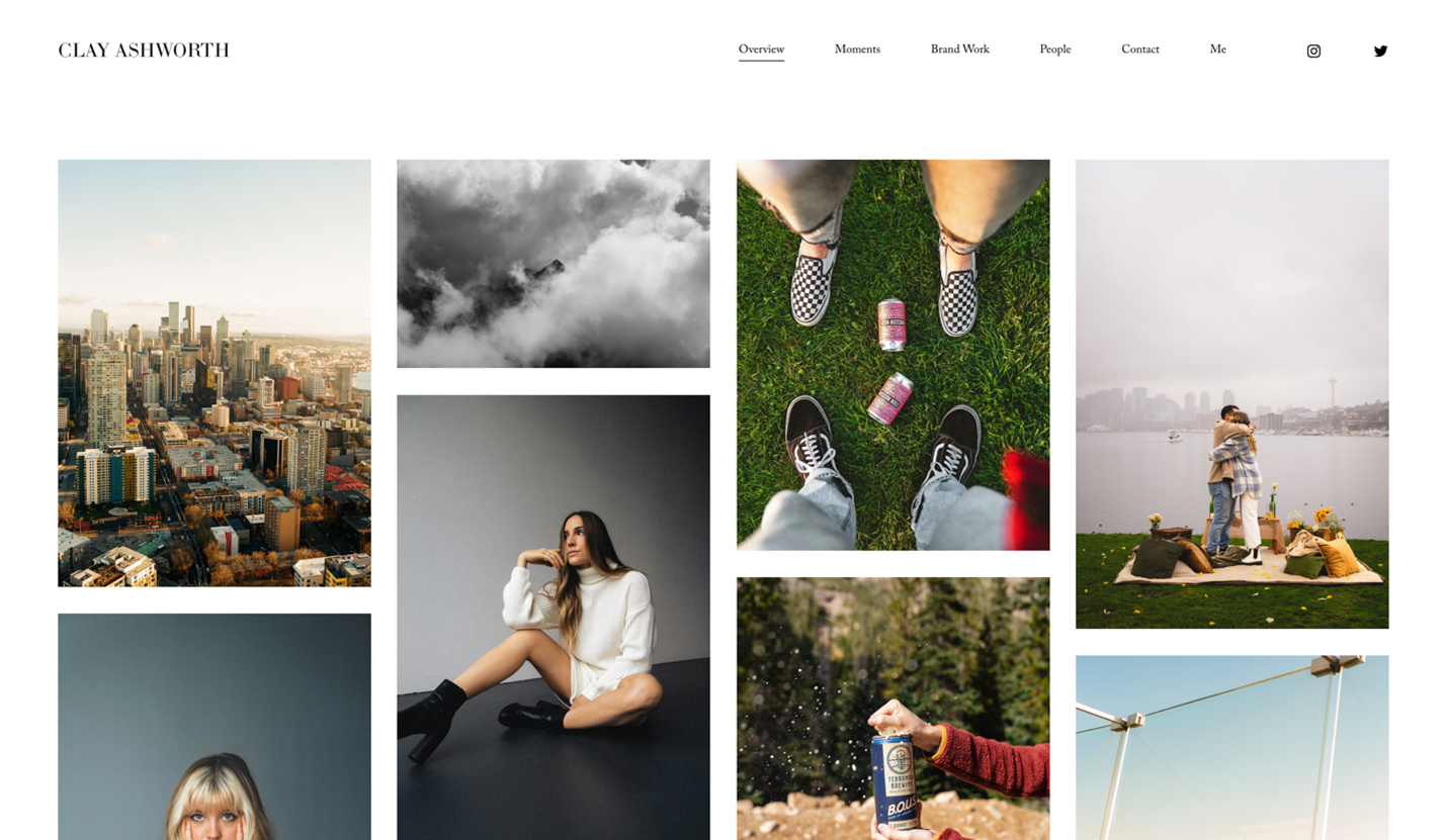 landing page image with multiple images in white boxes