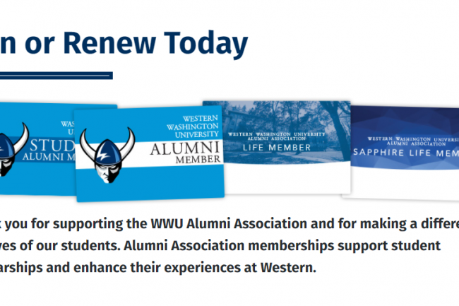 Join or Renew Today, Western Alumni member cards