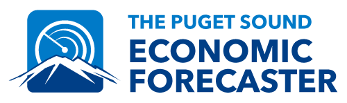 The Puget Sound Economic Forecaster logo, with Doppler radar over a mountain