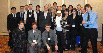 Large group of international business students