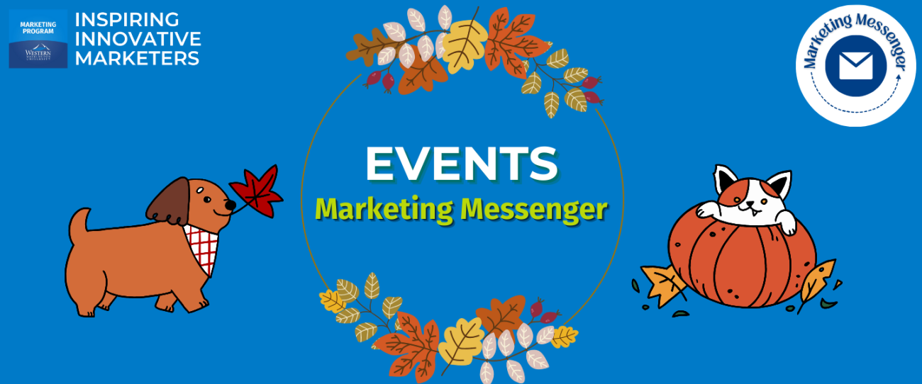Banner with blue background, text saying " Events Marketing Messenger" 