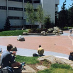 Students sitting outside Park Hall