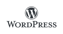 black and white logo for Word Press with a W letter in a circle